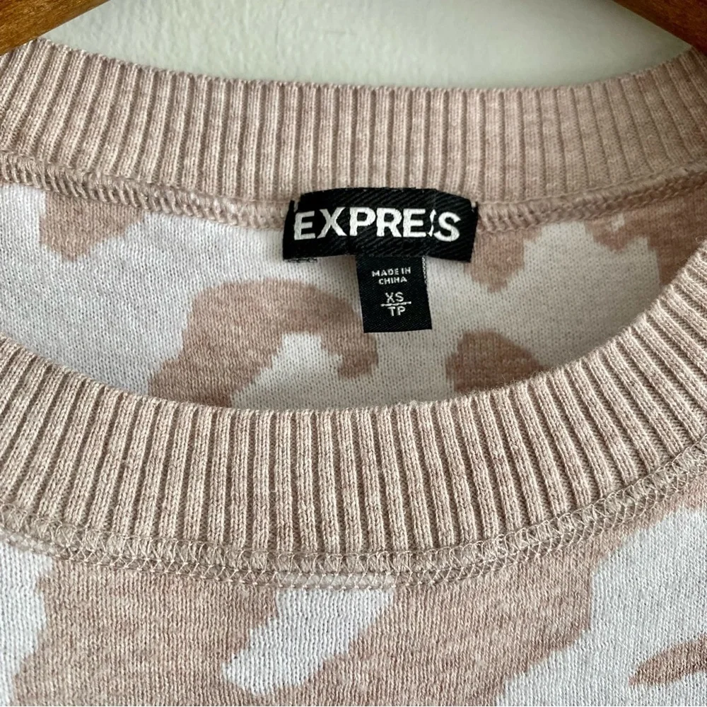 Express Tan & White Animal Print Sweater Size XS